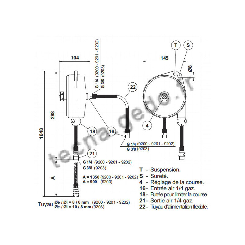 Equilibreur de charge avec tuyau 9203 - Capacité de 3 à 5 kg